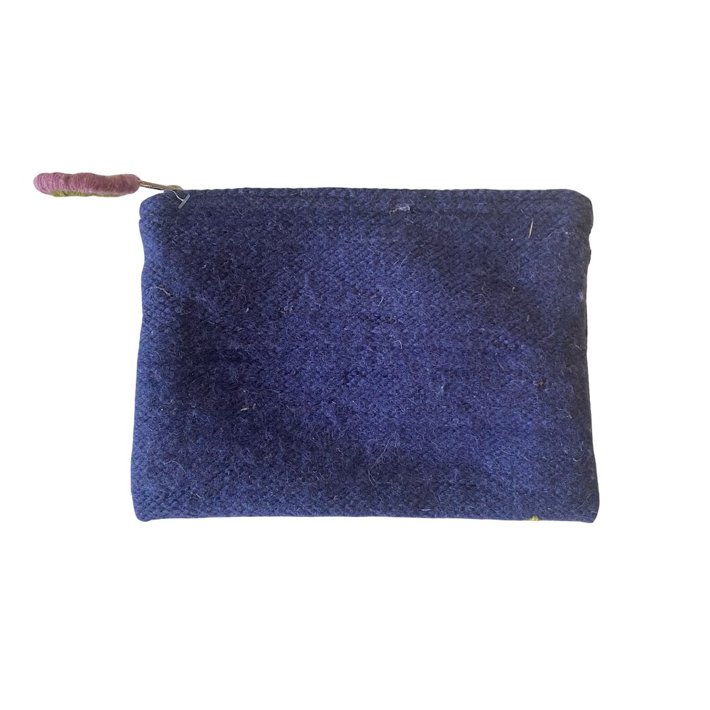 Jenny Krauss Wool Coin Purse H Floral Embroidered Handmade Peru Boho Artsy - Picture 2 of 7